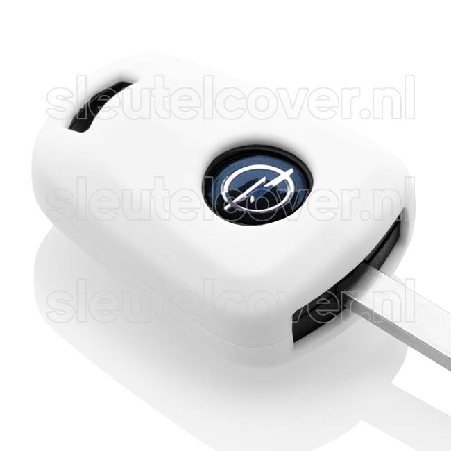 Autosleutel Hoesje geschikt voor Opel - SleutelCover - Silicone Autosleutel Cover - Sleutelhoesje Wit