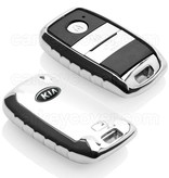 Autosleutel Hoesje geschikt voor Kia - SleutelCover - TPU Autosleutel Cover - Sleutelhoesje Chrome / Hoogglans Zilver