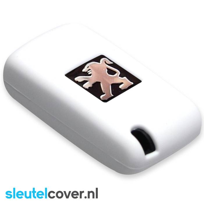 Autosleutel Hoesje geschikt voor Peugeot - SleutelCover - Silicone Autosleutel Cover - Sleutelhoesje Wit