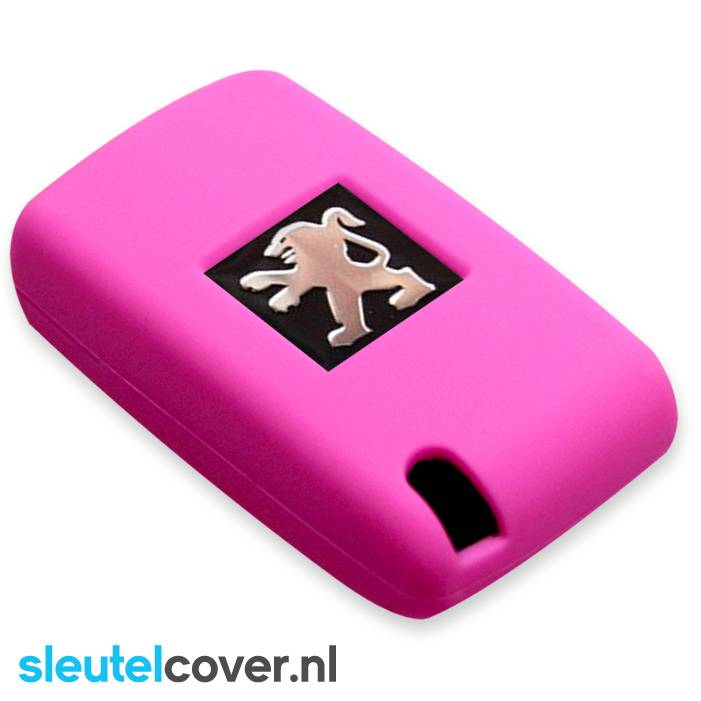 Autosleutel Hoesje geschikt voor Peugeot - SleutelCover - Silicone Autosleutel Cover - Sleutelhoesje Roze