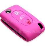 Autosleutel Hoesje geschikt voor Peugeot - SleutelCover - Silicone Autosleutel Cover - Sleutelhoesje Roze