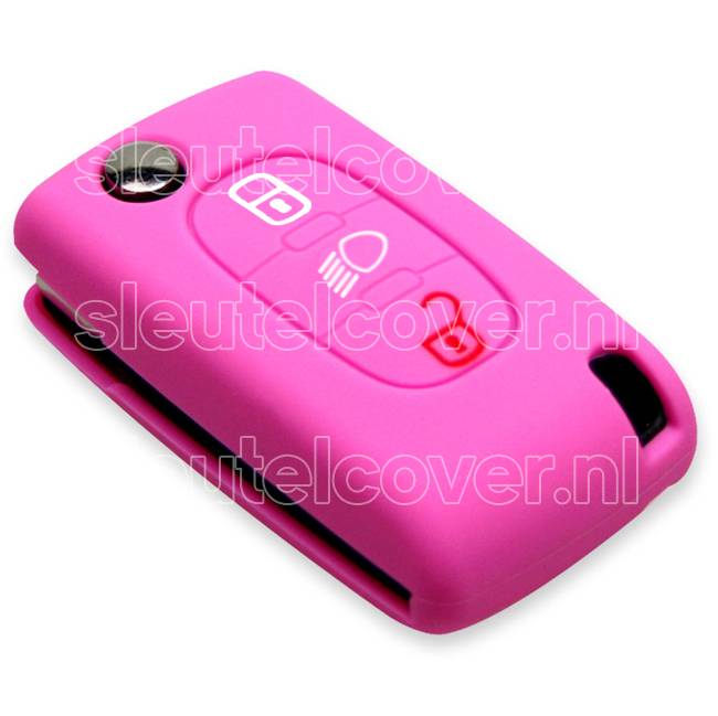 Autosleutel Hoesje geschikt voor Peugeot - SleutelCover - Silicone Autosleutel Cover - Sleutelhoesje Roze