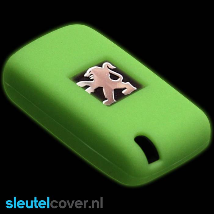 Autosleutel Hoesje geschikt voor Peugeot - SleutelCover - Silicone Autosleutel Cover - Sleutelhoesje Glow in the dark / Lichtgevend