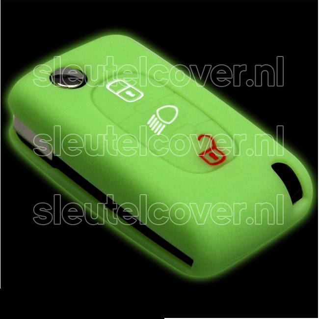 Autosleutel Hoesje geschikt voor Peugeot - SleutelCover - Silicone Autosleutel Cover - Sleutelhoesje Glow in the dark / Lichtgevend