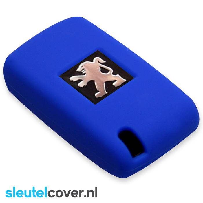 Autosleutel Hoesje geschikt voor Peugeot - SleutelCover - Silicone Autosleutel Cover - Sleutelhoesje Blauw