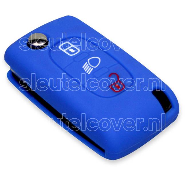 Autosleutel Hoesje geschikt voor Peugeot - SleutelCover - Silicone Autosleutel Cover - Sleutelhoesje Blauw