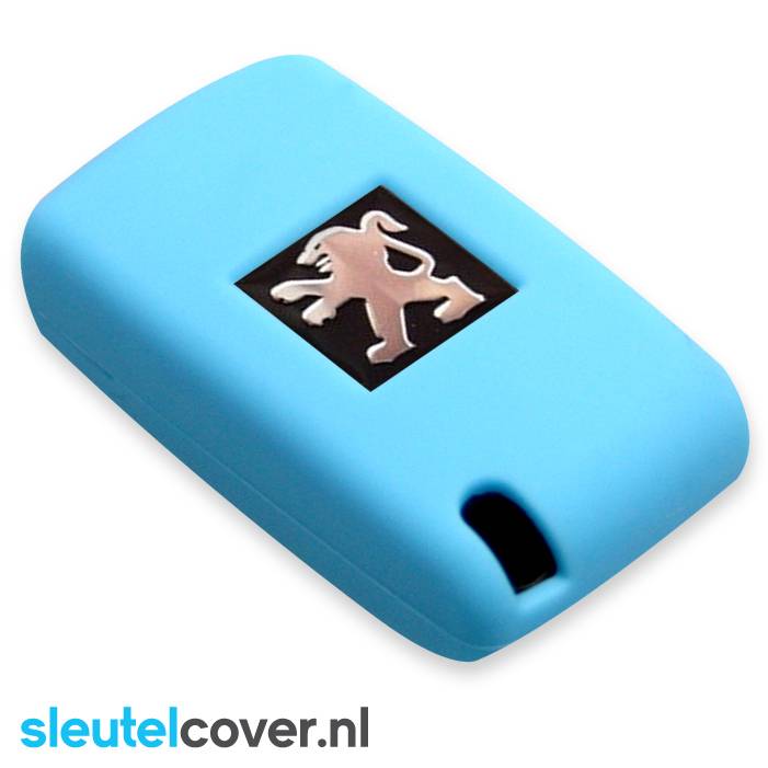 Autosleutel Hoesje geschikt voor Peugeot - SleutelCover - Silicone Autosleutel Cover - Sleutelhoesje Lichtblauw