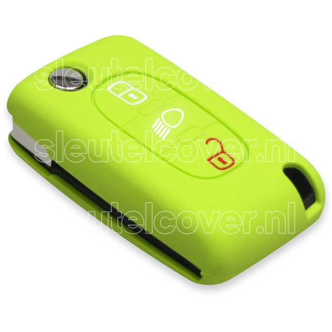 Autosleutel Hoesje geschikt voor Peugeot - SleutelCover - Silicone Autosleutel Cover - Sleutelhoesje Lime groen