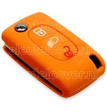 Autosleutel Hoesje geschikt voor Peugeot - SleutelCover - Silicone Autosleutel Cover - Sleutelhoesje Oranje