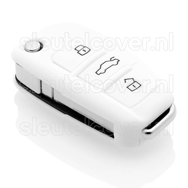 Autosleutel Hoesje geschikt voor Audi - SleutelCover - Silicone Autosleutel Cover - Sleutelhoesje Wit