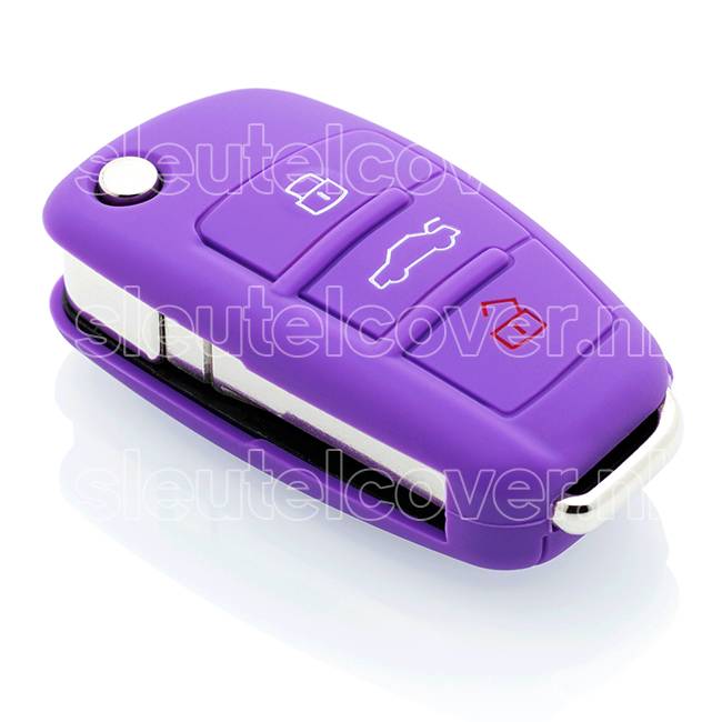 Autosleutel Hoesje geschikt voor Audi - SleutelCover - Silicone Autosleutel Cover - Sleutelhoesje Paars