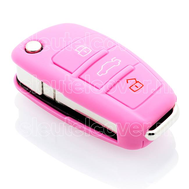 Autosleutel Hoesje geschikt voor Audi - SleutelCover - Silicone Autosleutel Cover - Sleutelhoesje Roze