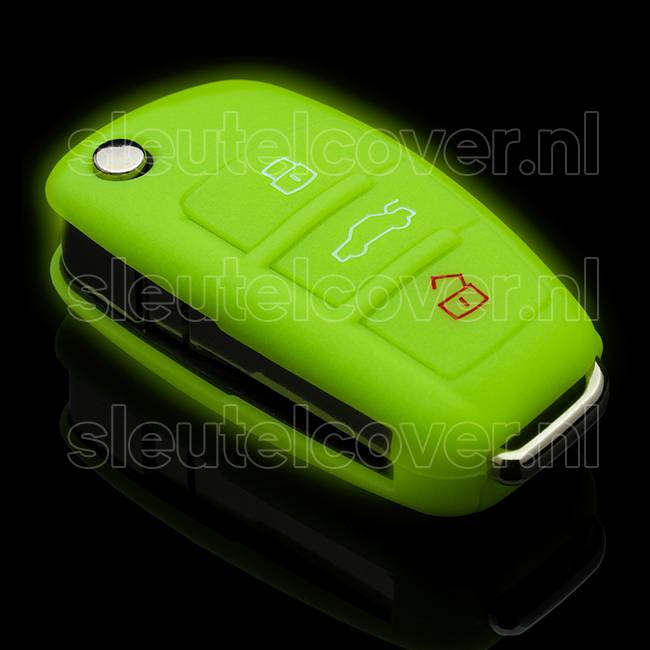 Autosleutel Hoesje geschikt voor Audi - SleutelCover - Silicone Autosleutel Cover - Sleutelhoesje Glow in the dark / Lichtgevend