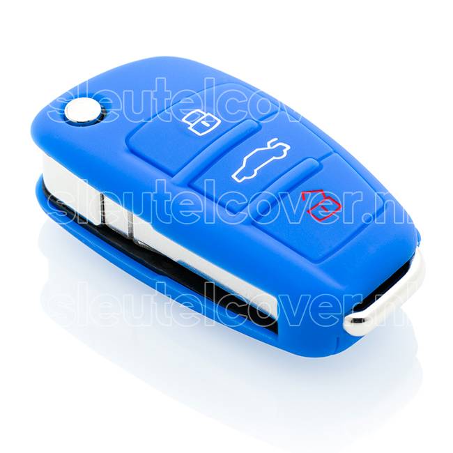 Autosleutel Hoesje geschikt voor Audi - SleutelCover - Silicone Autosleutel Cover - Sleutelhoesje Blauw