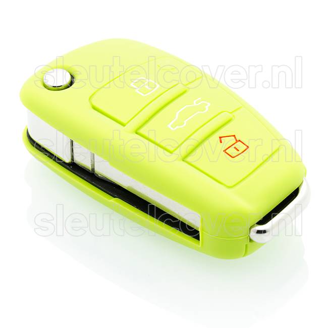 Autosleutel Hoesje geschikt voor Audi - SleutelCover - Silicone Autosleutel Cover - Sleutelhoesje Lime groen