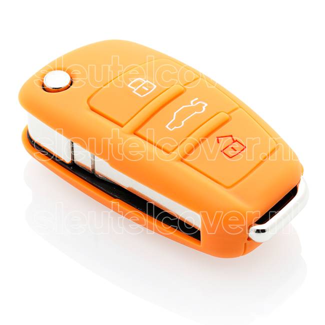 Autosleutel Hoesje geschikt voor Audi - SleutelCover - Silicone Autosleutel Cover - Sleutelhoesje Oranje