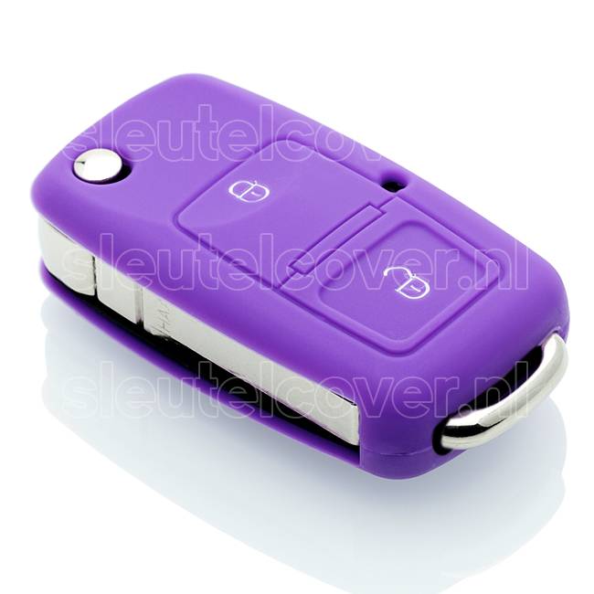 Autosleutel Hoesje geschikt voor Volkswagen / VW - SleutelCover - Silicone Autosleutel Cover - Sleutelhoesje Paars