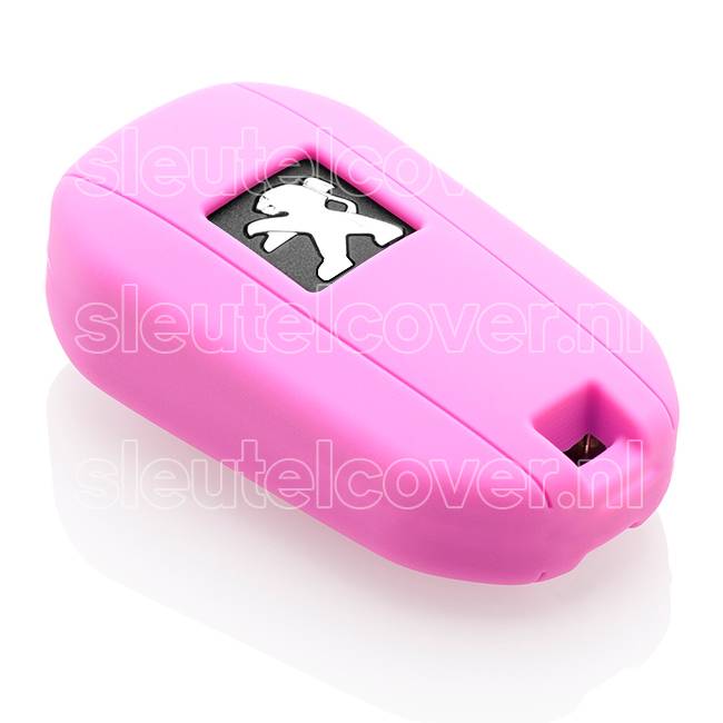 Autosleutel Hoesje geschikt voor Peugeot - SleutelCover - Silicone Autosleutel Cover - Sleutelhoesje Roze