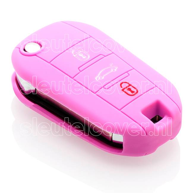 Autosleutel Hoesje geschikt voor Peugeot - SleutelCover - Silicone Autosleutel Cover - Sleutelhoesje Roze