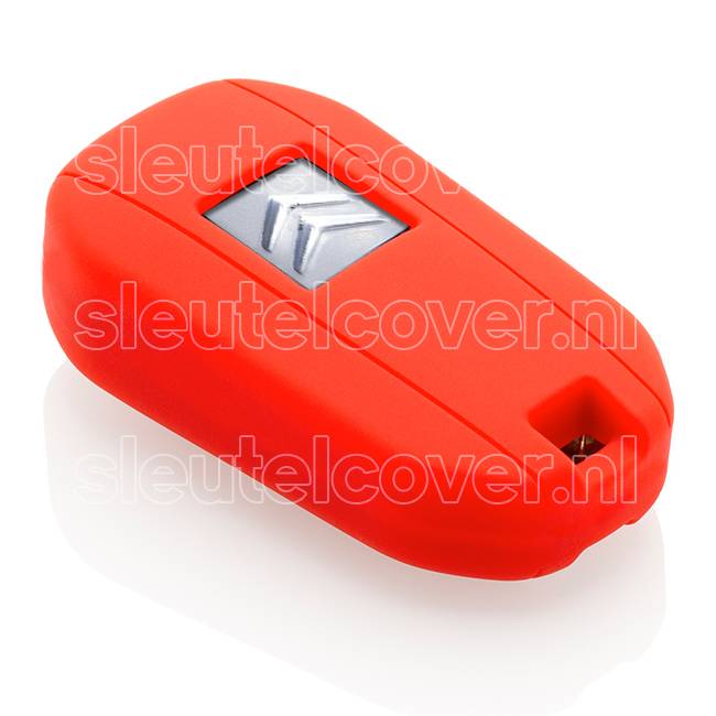 Autosleutel Hoesje geschikt voor Citroën - SleutelCover - Silicone Autosleutel Cover - Sleutelhoesje Rood