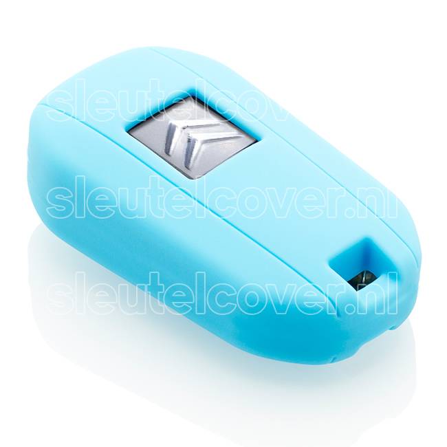 Autosleutel Hoesje geschikt voor Citroën - SleutelCover - Silicone Autosleutel Cover - Sleutelhoesje Lichtblauw