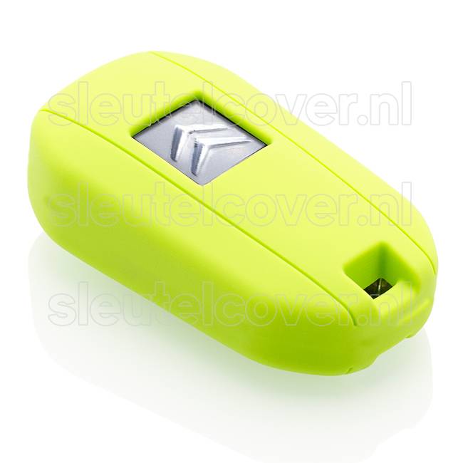 Autosleutel Hoesje geschikt voor Citroën - SleutelCover - Silicone Autosleutel Cover - Sleutelhoesje Lime groen