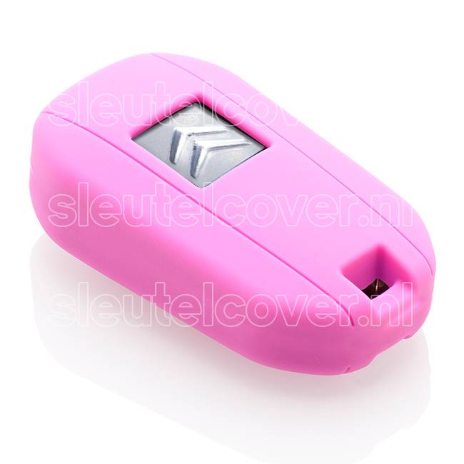 Autosleutel Hoesje geschikt voor Citroën - SleutelCover - Silicone Autosleutel Cover - Sleutelhoesje Roze