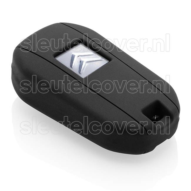 Autosleutel Hoesje geschikt voor Citroën - SleutelCover - Silicone Autosleutel Cover - Sleutelhoesje Zwart