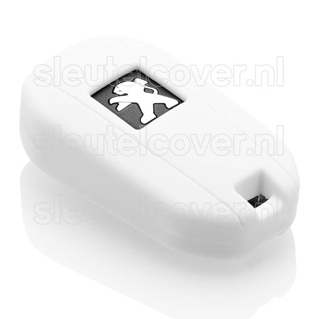 Autosleutel Hoesje geschikt voor Peugeot - SleutelCover - Silicone Autosleutel Cover - Sleutelhoesje Wit