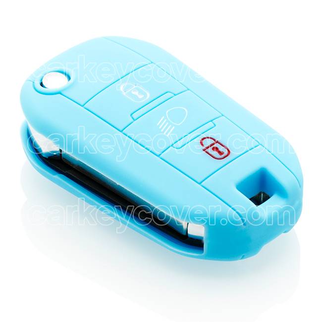 Autosleutel Hoesje geschikt voor Peugeot - SleutelCover - Silicone Autosleutel Cover - Sleutelhoesje Lichtblauw