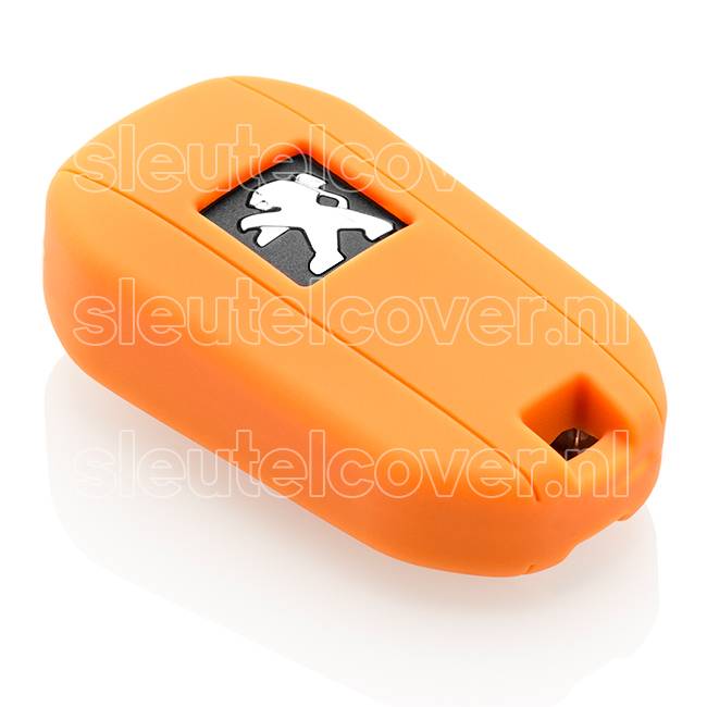 Autosleutel Hoesje geschikt voor Peugeot - SleutelCover - Silicone Autosleutel Cover - Sleutelhoesje Oranje