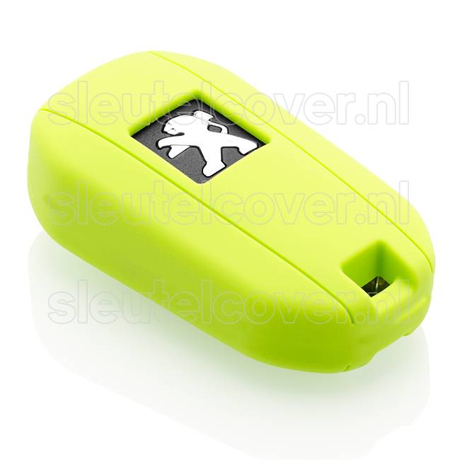 Autosleutel Hoesje geschikt voor Peugeot - SleutelCover - Silicone Autosleutel Cover - Sleutelhoesje Lime groen