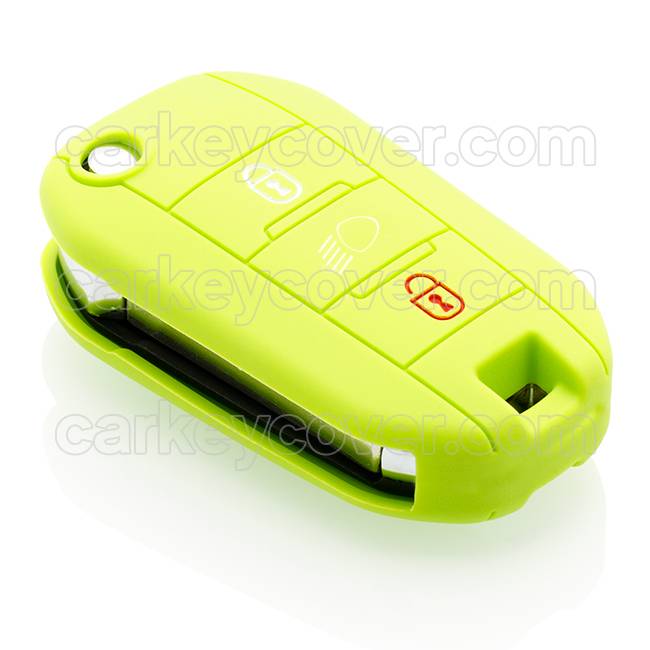 Autosleutel Hoesje geschikt voor Peugeot - SleutelCover - Silicone Autosleutel Cover - Sleutelhoesje Lime groen