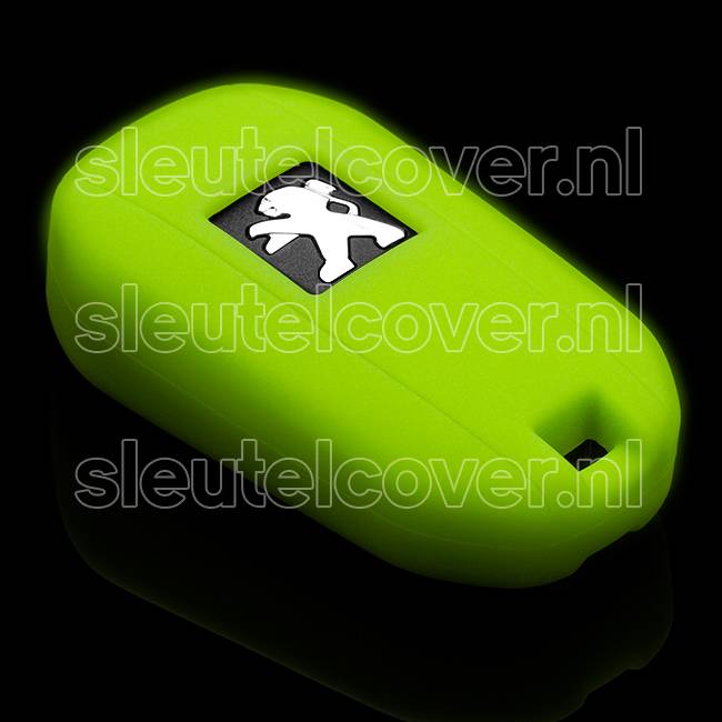 Autosleutel Hoesje geschikt voor Peugeot - SleutelCover - Silicone Autosleutel Cover - Sleutelhoesje Glow in the dark / Lichtgevend