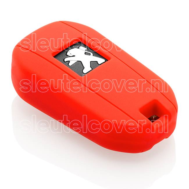 Autosleutel Hoesje geschikt voor Peugeot - SleutelCover - Silicone Autosleutel Cover - Sleutelhoesje Rood