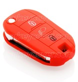 Autosleutel Hoesje geschikt voor Peugeot - SleutelCover - Silicone Autosleutel Cover - Sleutelhoesje Rood