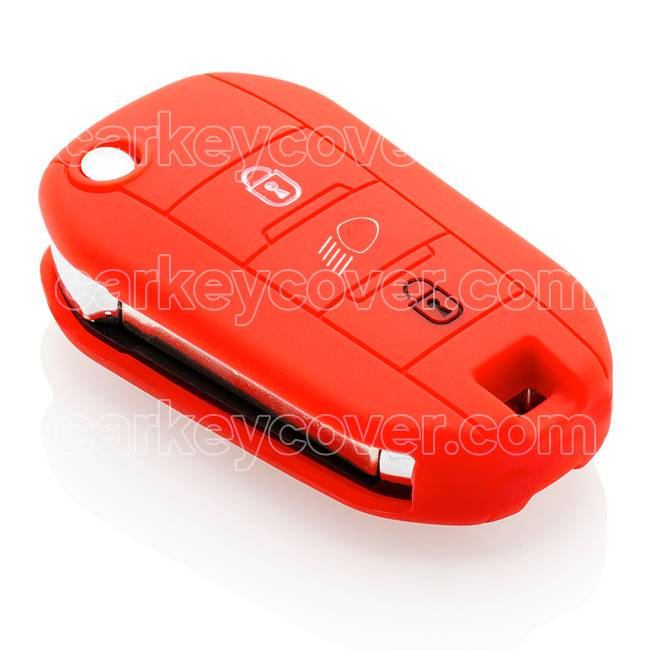 Autosleutel Hoesje geschikt voor Peugeot - SleutelCover - Silicone Autosleutel Cover - Sleutelhoesje Rood