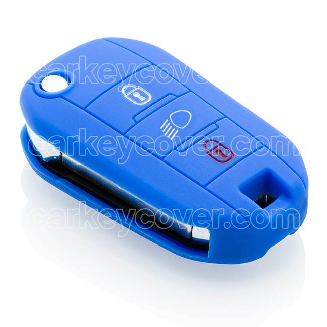 Autosleutel Hoesje geschikt voor Peugeot - SleutelCover - Silicone Autosleutel Cover - Sleutelhoesje Blauw