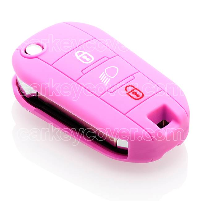 Autosleutel Hoesje geschikt voor Peugeot - SleutelCover - Silicone Autosleutel Cover - Sleutelhoesje Roze