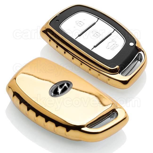 Autosleutel Hoesje geschikt voor Hyundai - SleutelCover - TPU Autosleutel Cover - Sleutelhoesje Hoogglans Goud