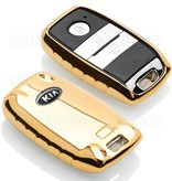 Autosleutel Hoesje geschikt voor Kia - SleutelCover - TPU Autosleutel Cover - Sleutelhoesje Hoogglans Goud