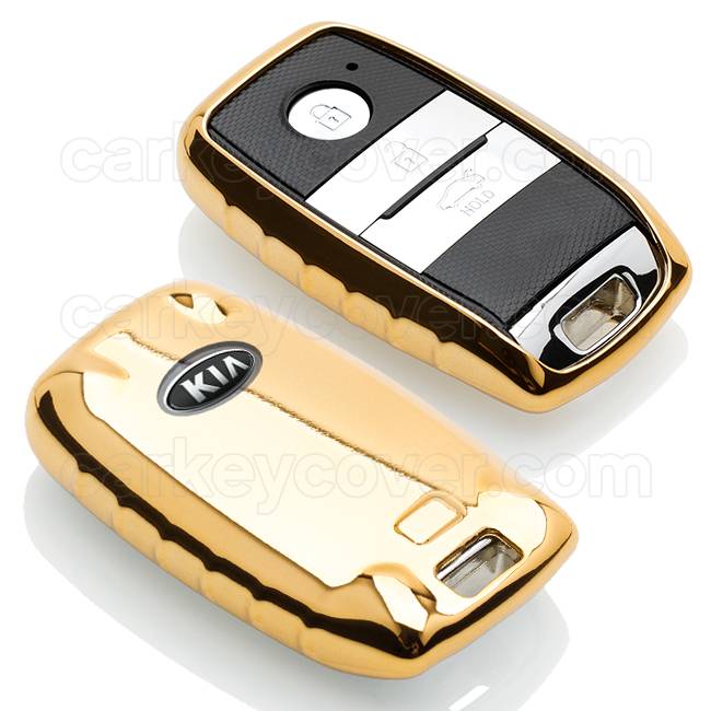 Autosleutel Hoesje geschikt voor Kia - SleutelCover - TPU Autosleutel Cover - Sleutelhoesje Hoogglans Goud