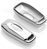 Autosleutel Hoesje geschikt voor Ford - SleutelCover - TPU Autosleutel Cover - Sleutelhoesje Chrome / Hoogglans Zilver