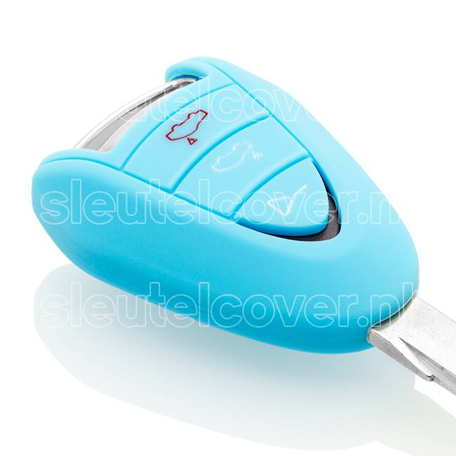 Autosleutel Hoesje geschikt voor Porsche - SleutelCover - Silicone Autosleutel Cover - Sleutelhoesje Lichtblauw