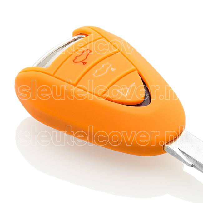 Autosleutel Hoesje geschikt voor Porsche - SleutelCover - Silicone Autosleutel Cover - Sleutelhoesje Oranje