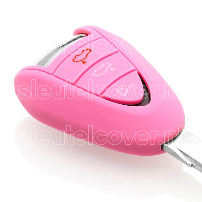 Autosleutel Hoesje geschikt voor Porsche - SleutelCover - Silicone Autosleutel Cover - Sleutelhoesje Roze