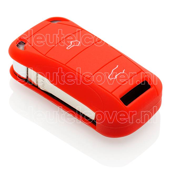 Autosleutel Hoesje geschikt voor Porsche - SleutelCover - Silicone Autosleutel Cover - Sleutelhoesje Rood