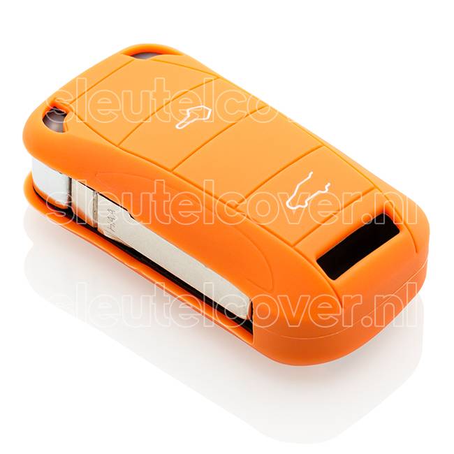 Autosleutel Hoesje geschikt voor Porsche - SleutelCover - Silicone Autosleutel Cover - Sleutelhoesje Oranje