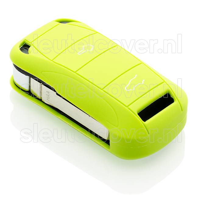 Autosleutel Hoesje geschikt voor Porsche - SleutelCover - Silicone Autosleutel Cover - Sleutelhoesje Lime groen