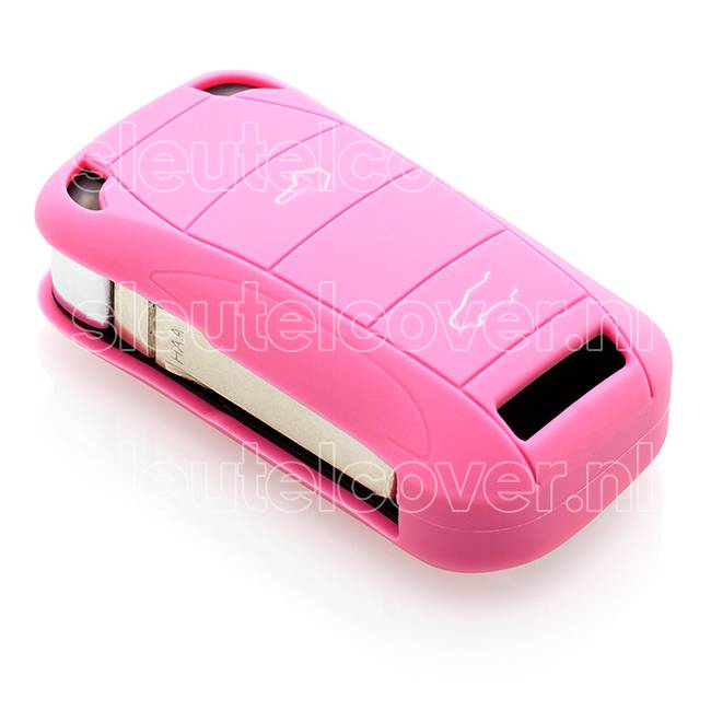 Autosleutel Hoesje geschikt voor Porsche - SleutelCover - Silicone Autosleutel Cover - Sleutelhoesje Roze